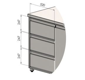 Blok 3 zásuviek - 3 x 187 mm