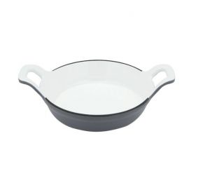 Mini smaltovaná panvica šedá s dvoma uškami, priemer 18 cm
