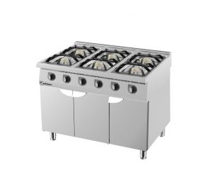 Plynový sporák 900 so 6 horákmi - s dvierkami - 1200x900x900 mm