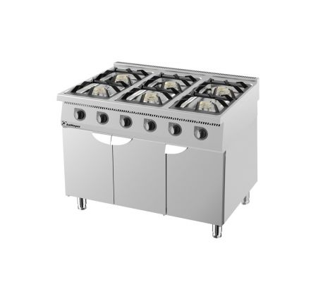 Plynový sporák 900 so 6 horákmi - s dvierkami - 1200x900x900 mm
