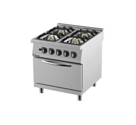Plynový sporák 900 so 4 horákmi - elektrickou rúrou GN2/1 - 800x900x900 mm